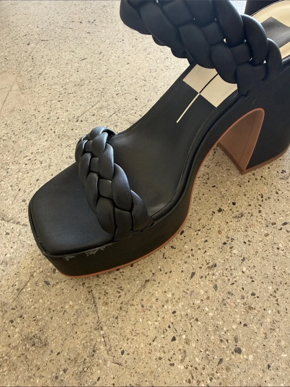 Dolce Vita Black Braided Double-Strap Platform Heels